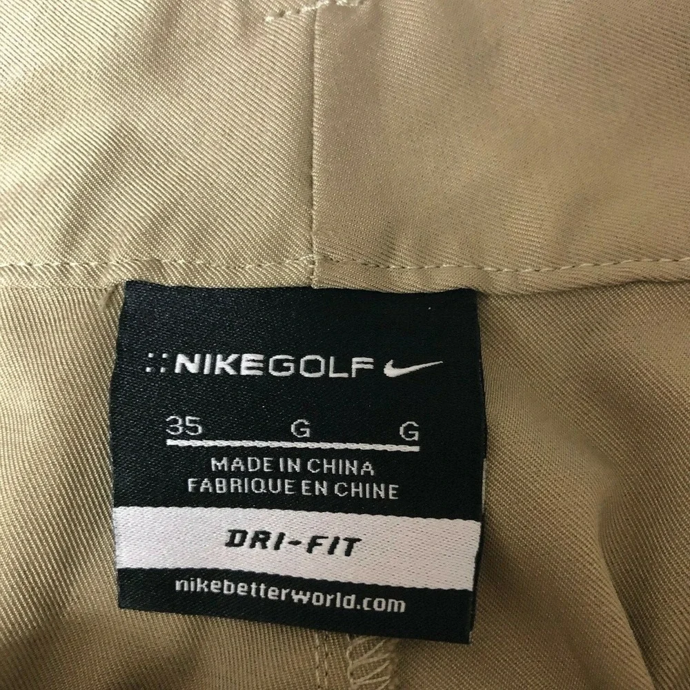 Nike Golf Shorts Dri Fit Performance Wrinkle Stain Resistant Mens 35 Tan‎ 36